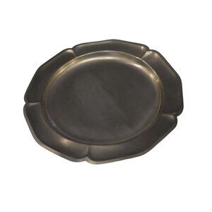 Vintage International Pewter Serving Tray Scalloped Edge 12in